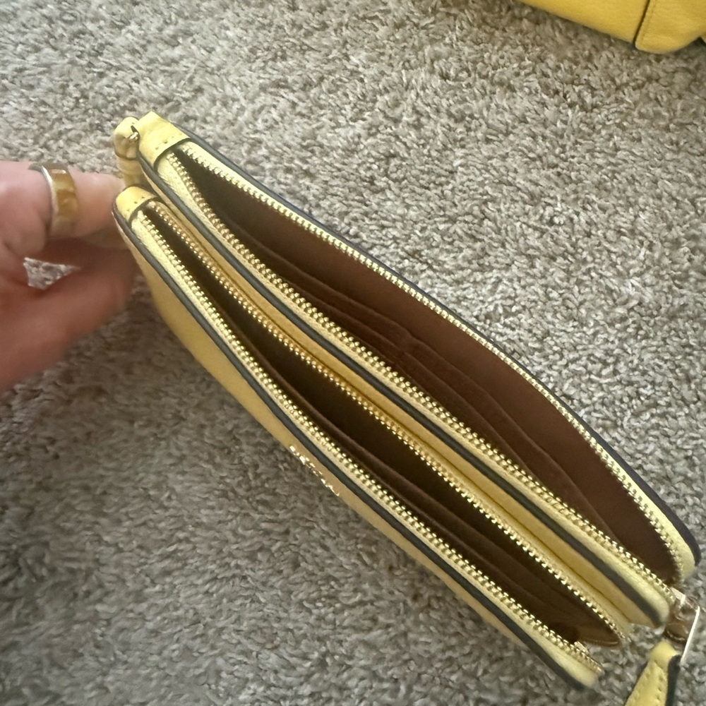 Coach Butter Yellow Kayce Satchel Bag + Coach Double Zip Matching Wallet - Picture 6 of 12